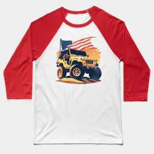 Vintage Summer 4th of July Jeep Beach Sunset car Baseball T-Shirt